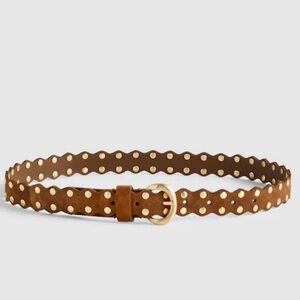 Madewell Brown Belt with Gold Scalloped Accents Size M